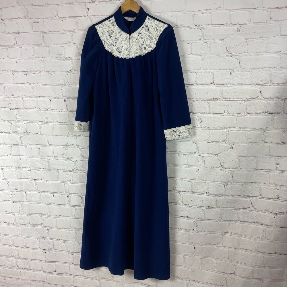 vintage velvet fleece robe nightgown grandma core grandmacore lace Bridgerton - Picture 5 of 12